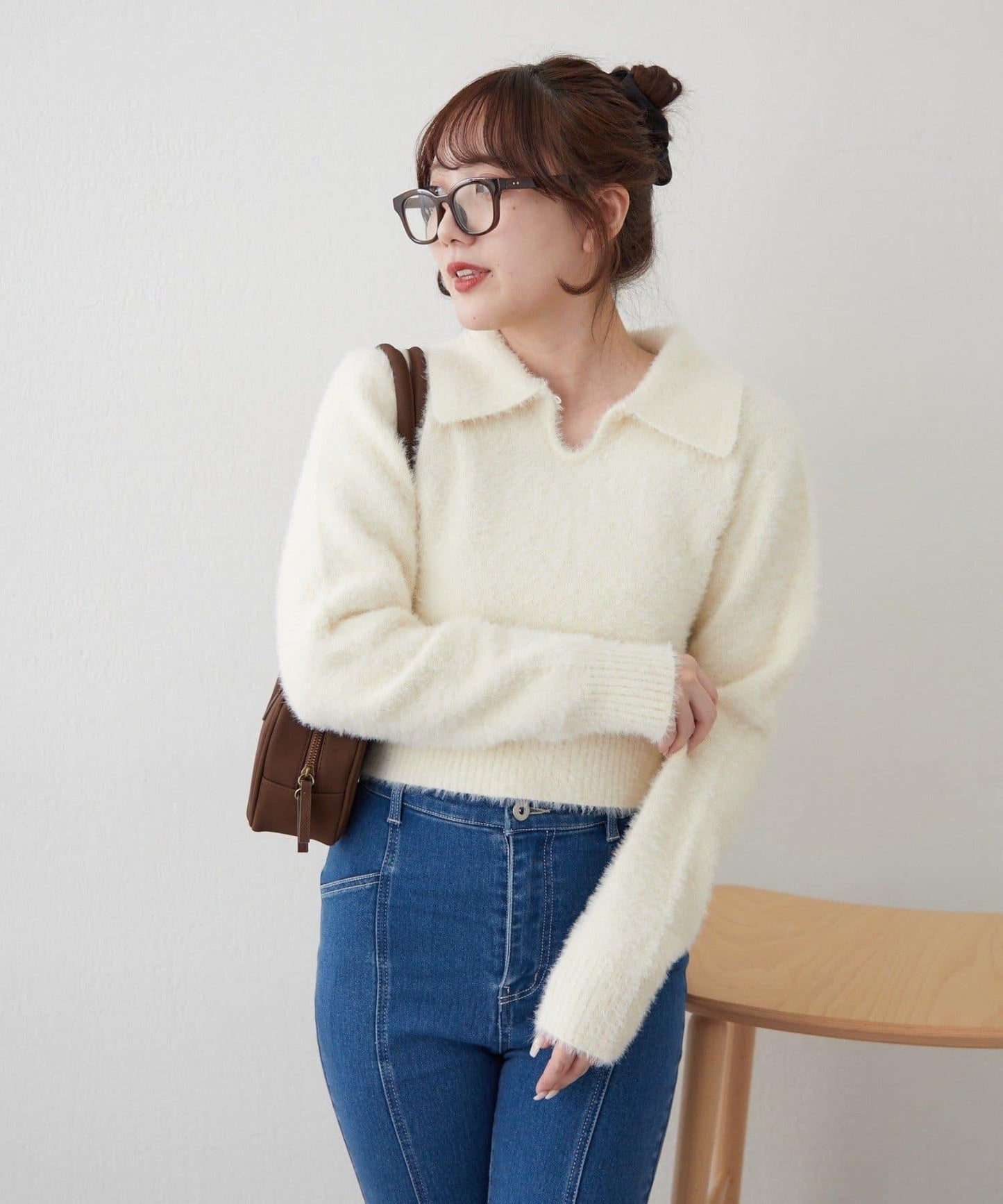 【HolidayCollection】羽毛裝飾針織POLO衫