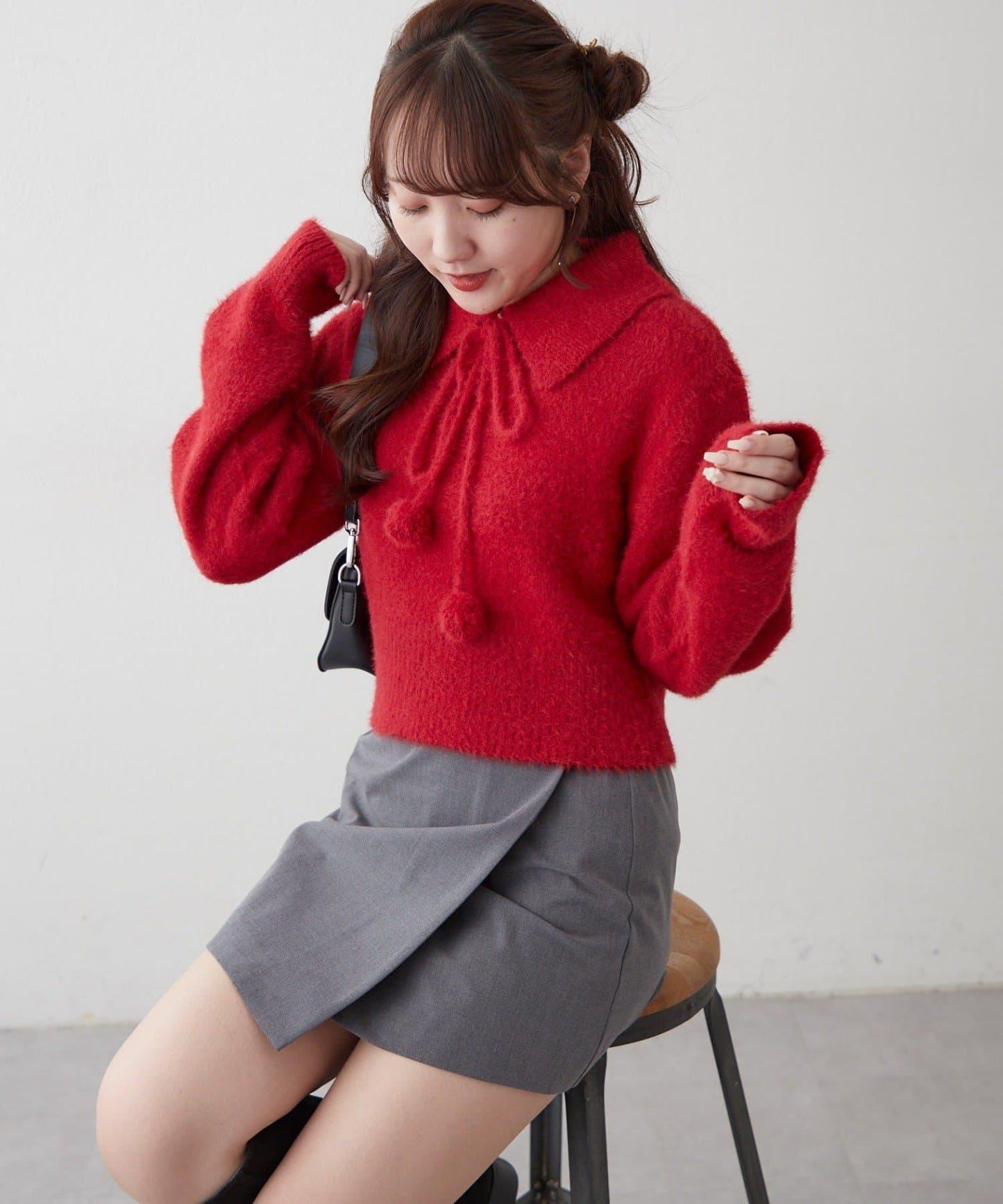 【HolidayCollection】羽毛裝飾針織POLO衫