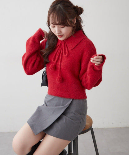 【HolidayCollection】羽毛裝飾針織POLO衫