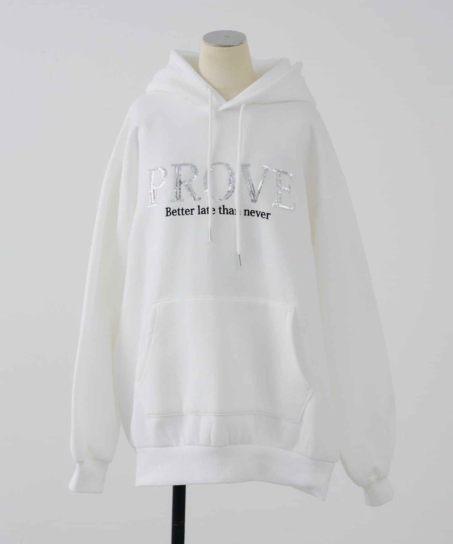 亮片標誌加絨寬鬆連帽衛衣