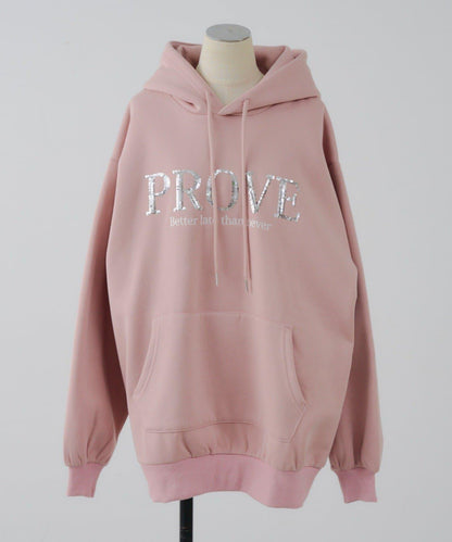 亮片標誌加絨寬鬆連帽衛衣