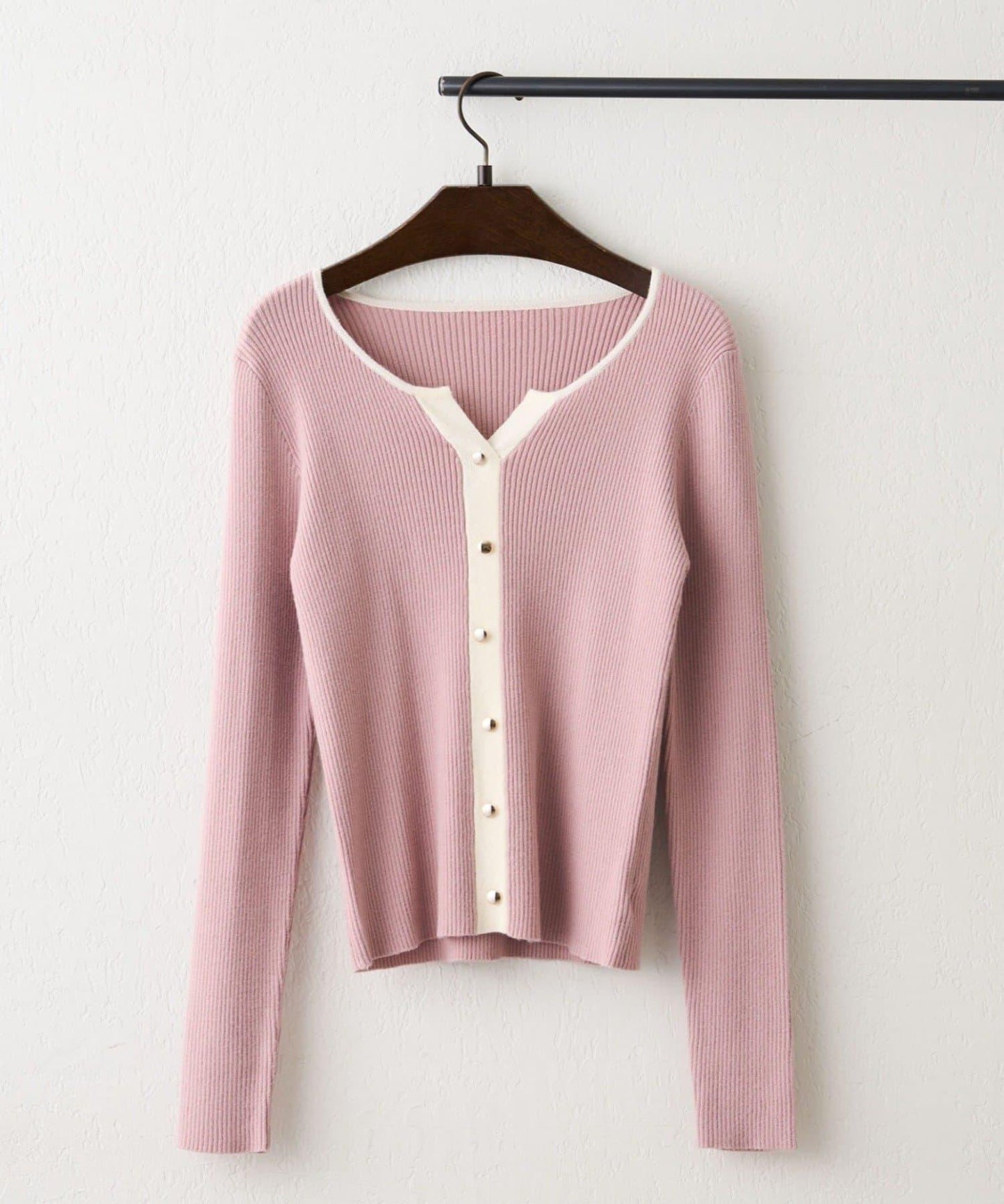 鑰匙領開衫風格羅紋套頭衫