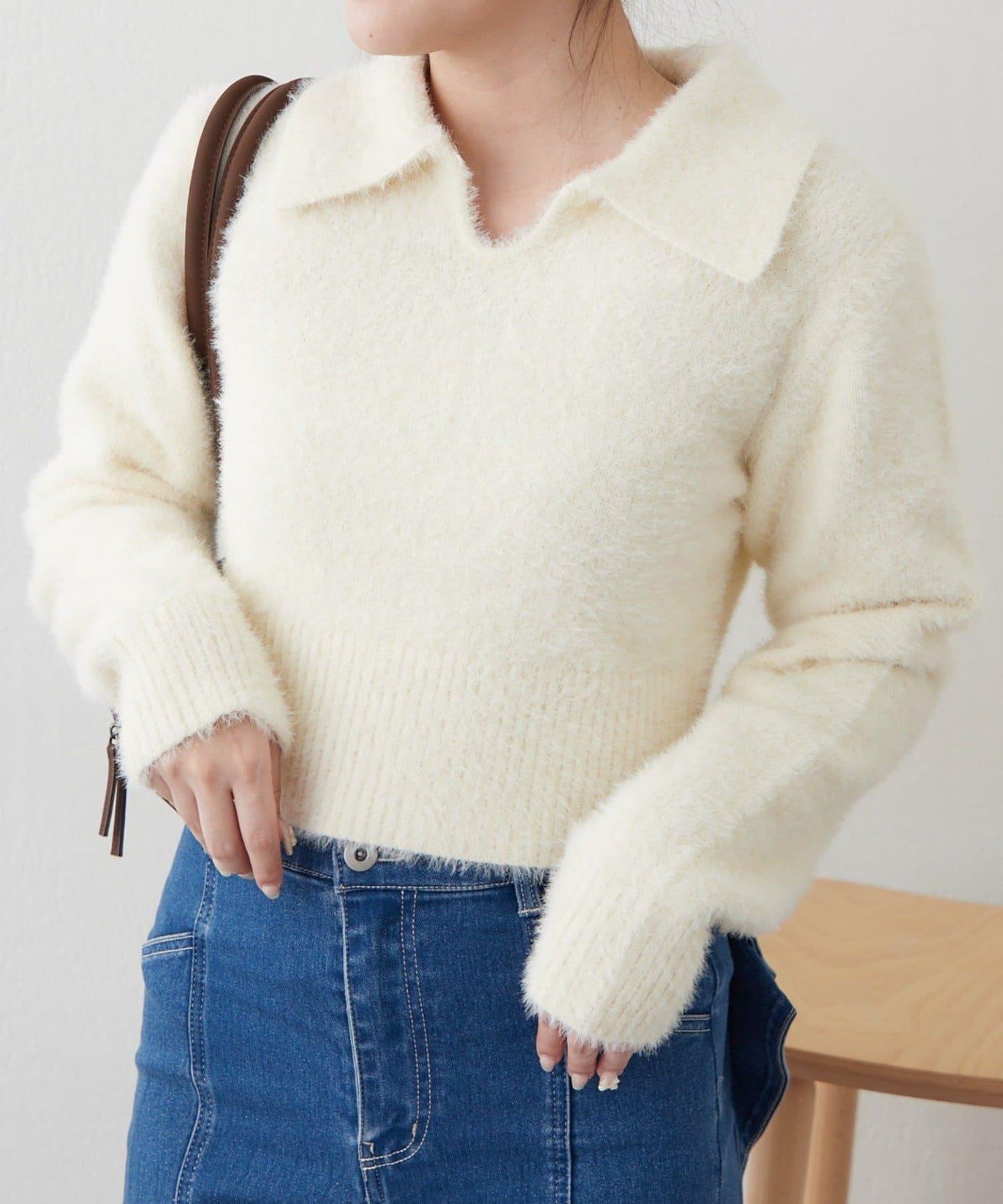 【HolidayCollection】羽毛裝飾針織POLO衫