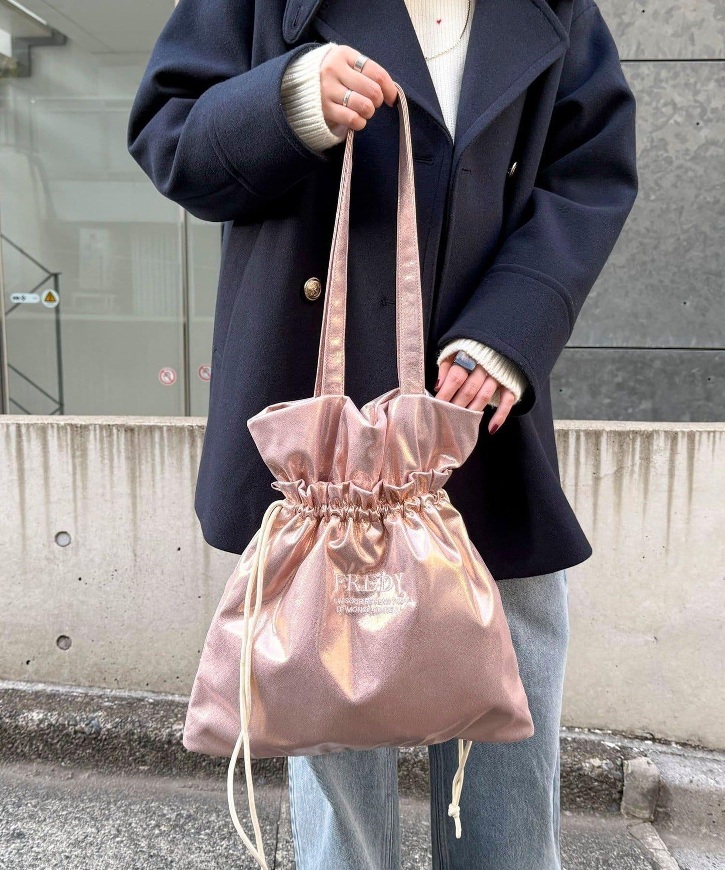 亮面外袋刺繡托特包