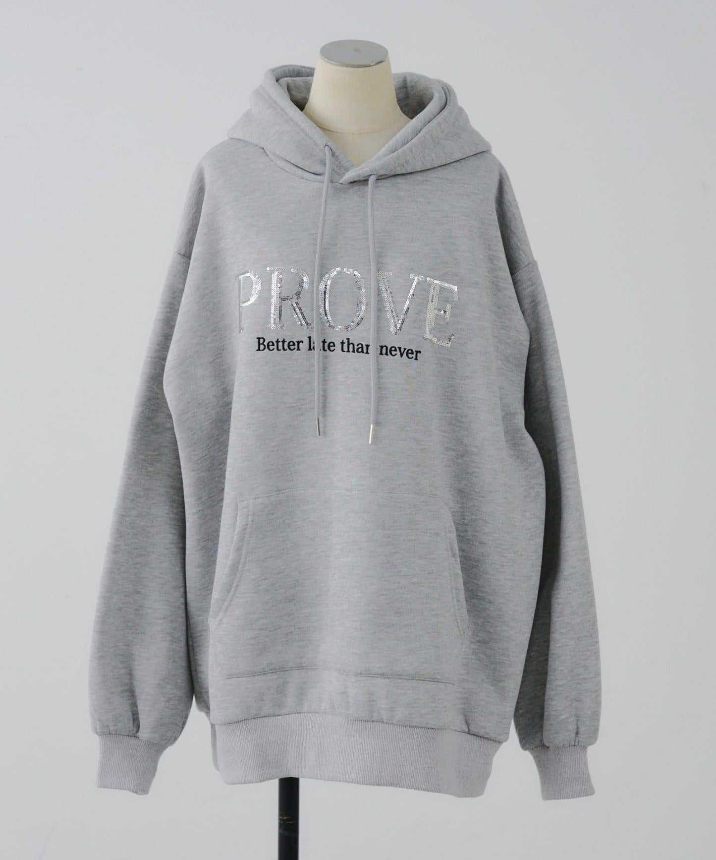 亮片標誌加絨寬鬆連帽衛衣