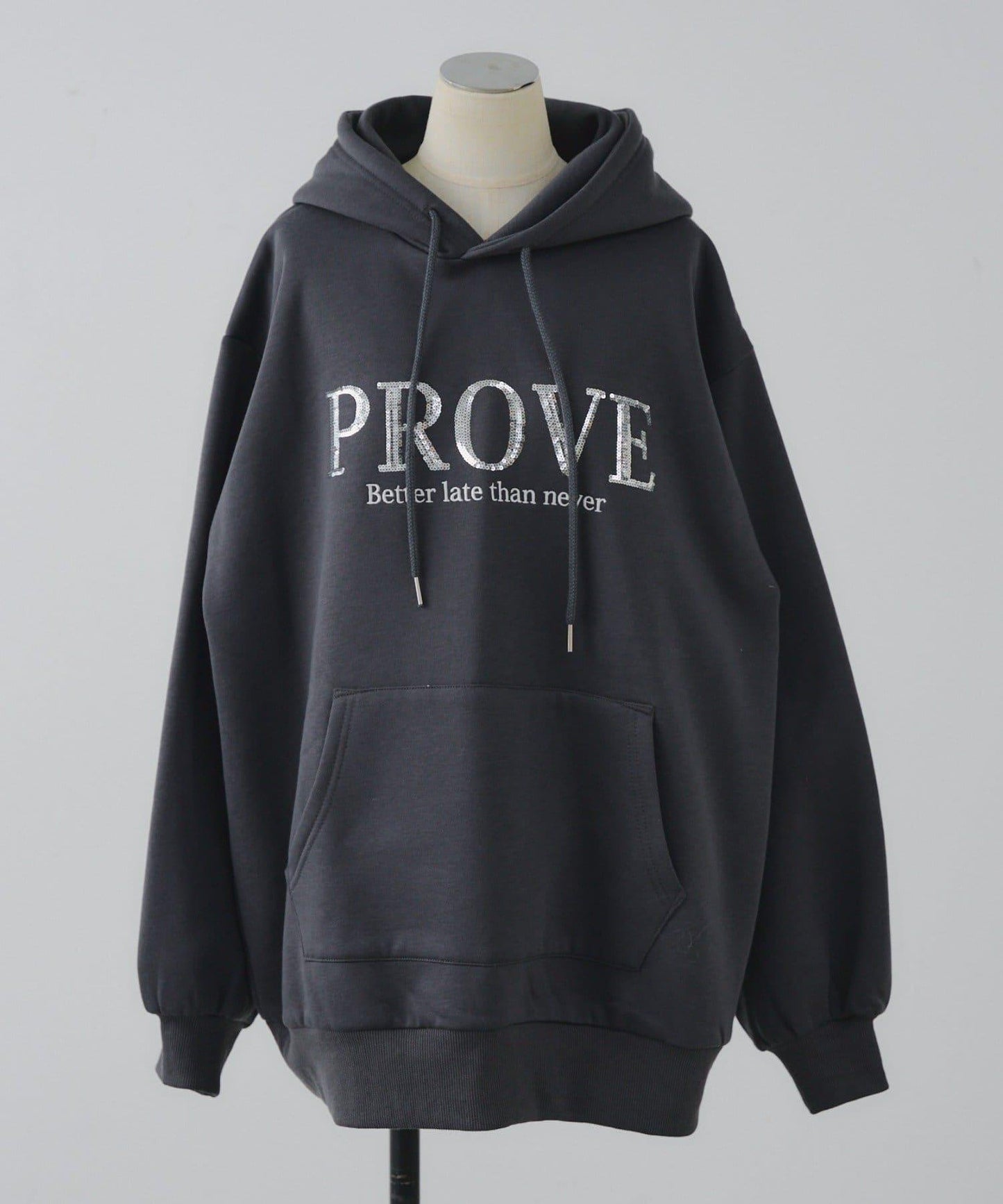 亮片標誌加絨寬鬆連帽衛衣