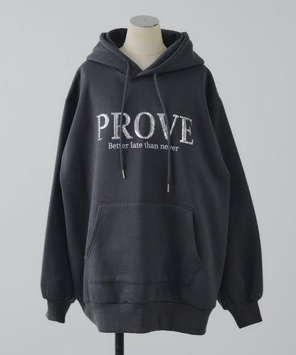 亮片標誌加絨寬鬆連帽衛衣