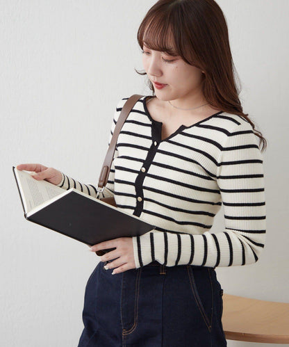 鑰匙領開衫風格羅紋套頭衫