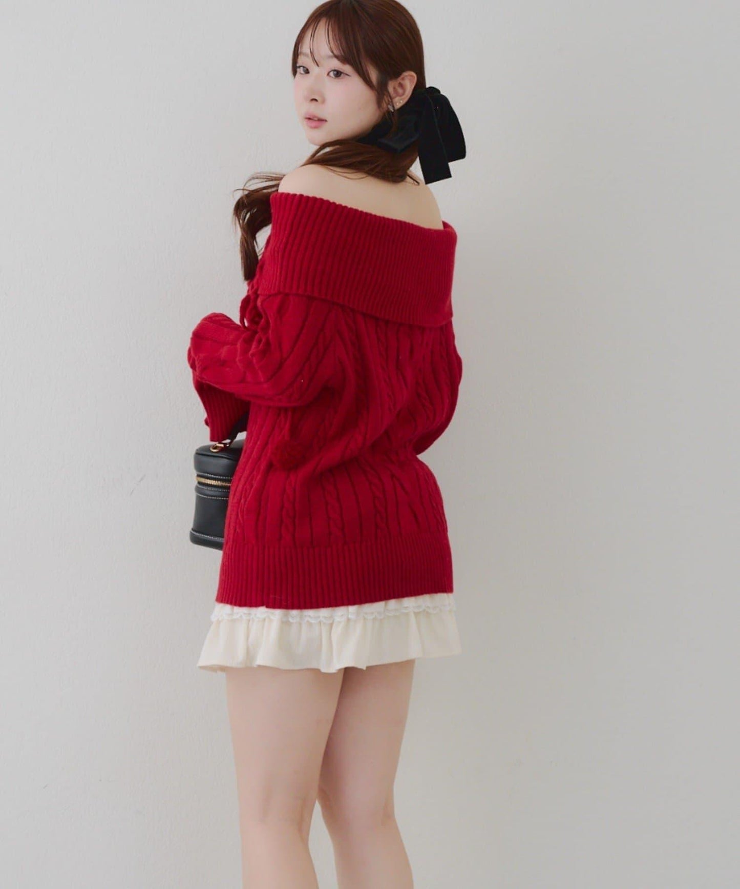 【HolidayCollection】一字肩麻花針織衫