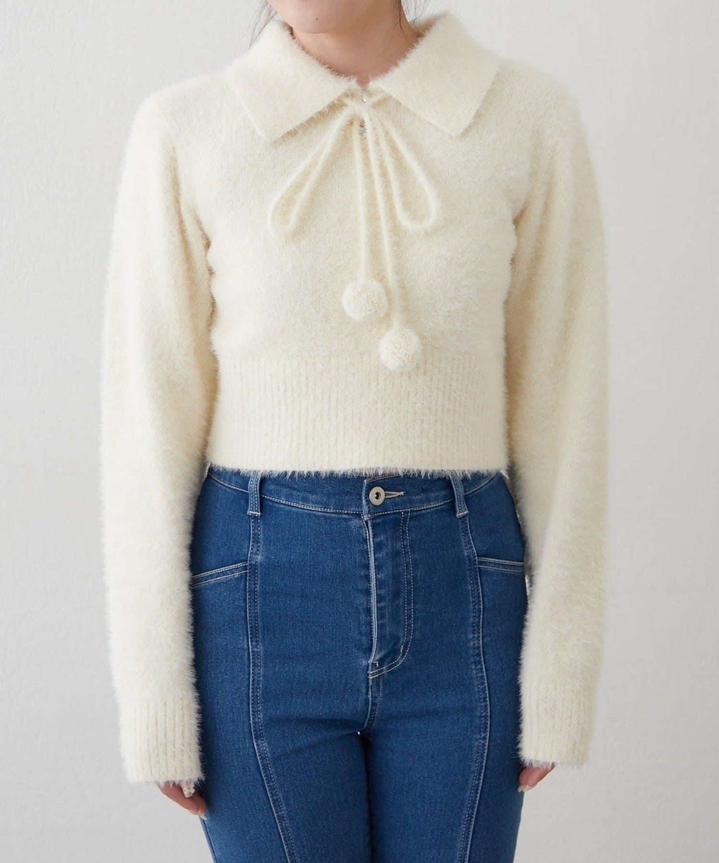 【HolidayCollection】羽毛裝飾針織POLO衫