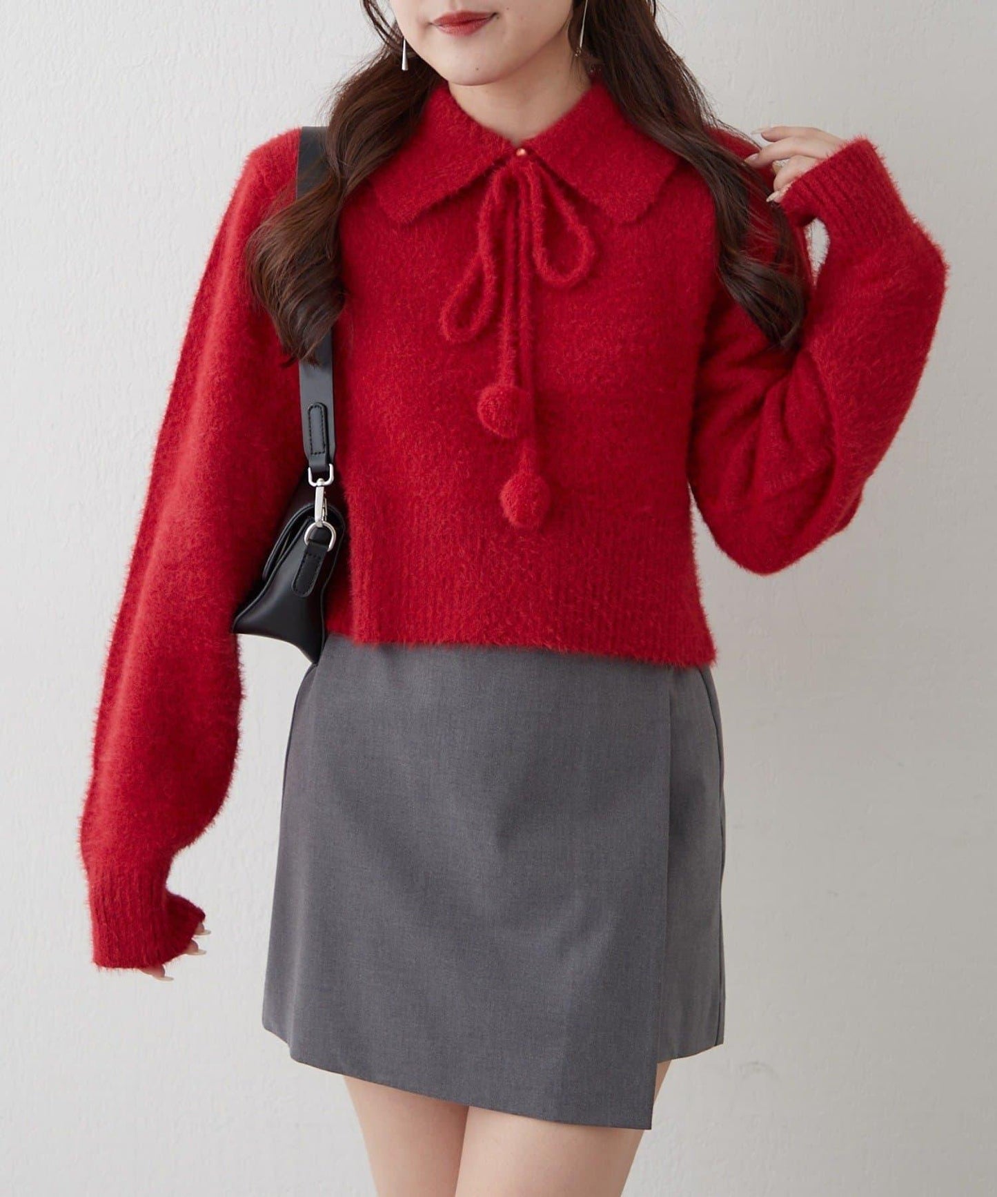 【HolidayCollection】羽毛裝飾針織POLO衫