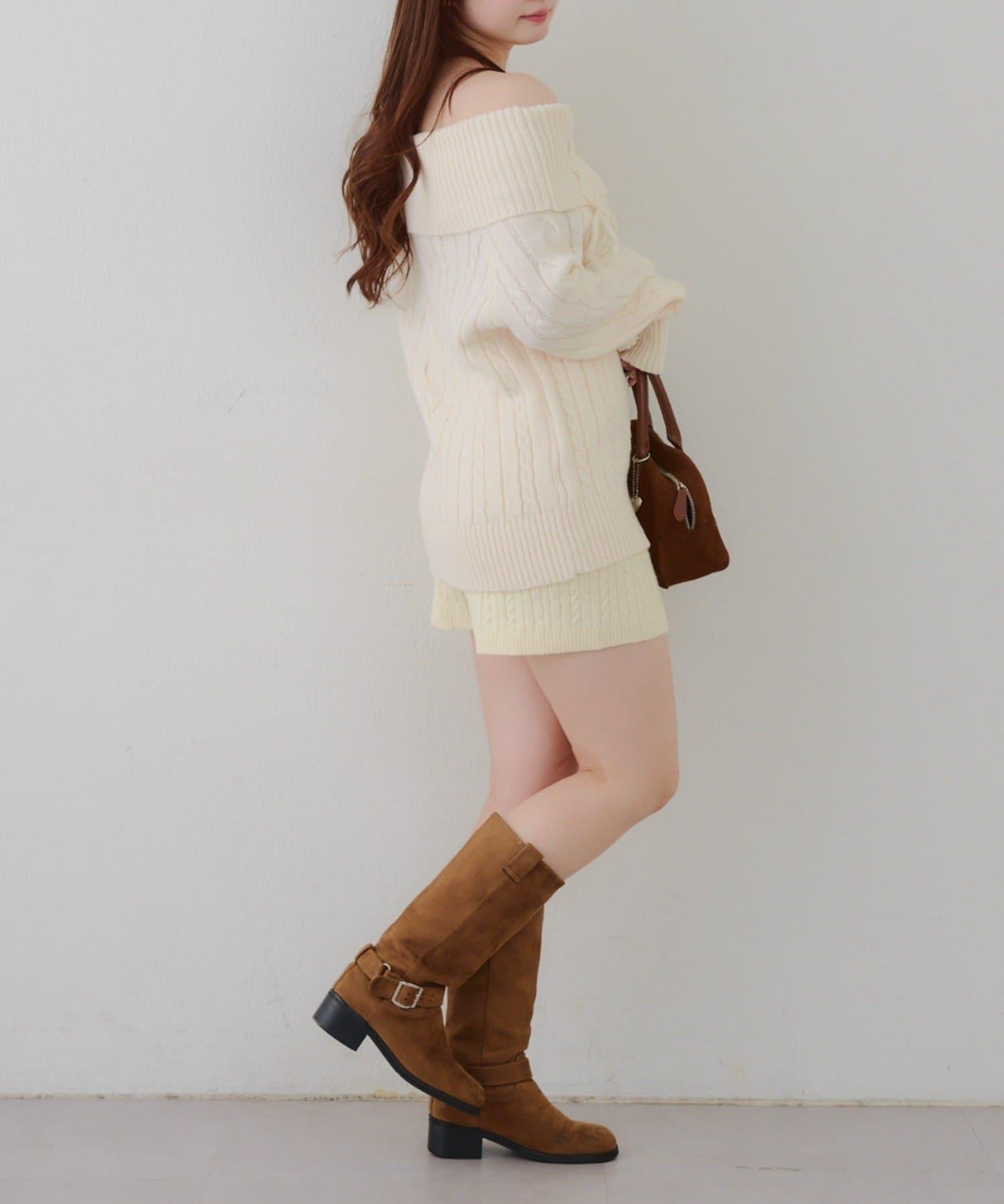 【HolidayCollection】一字肩麻花針織衫