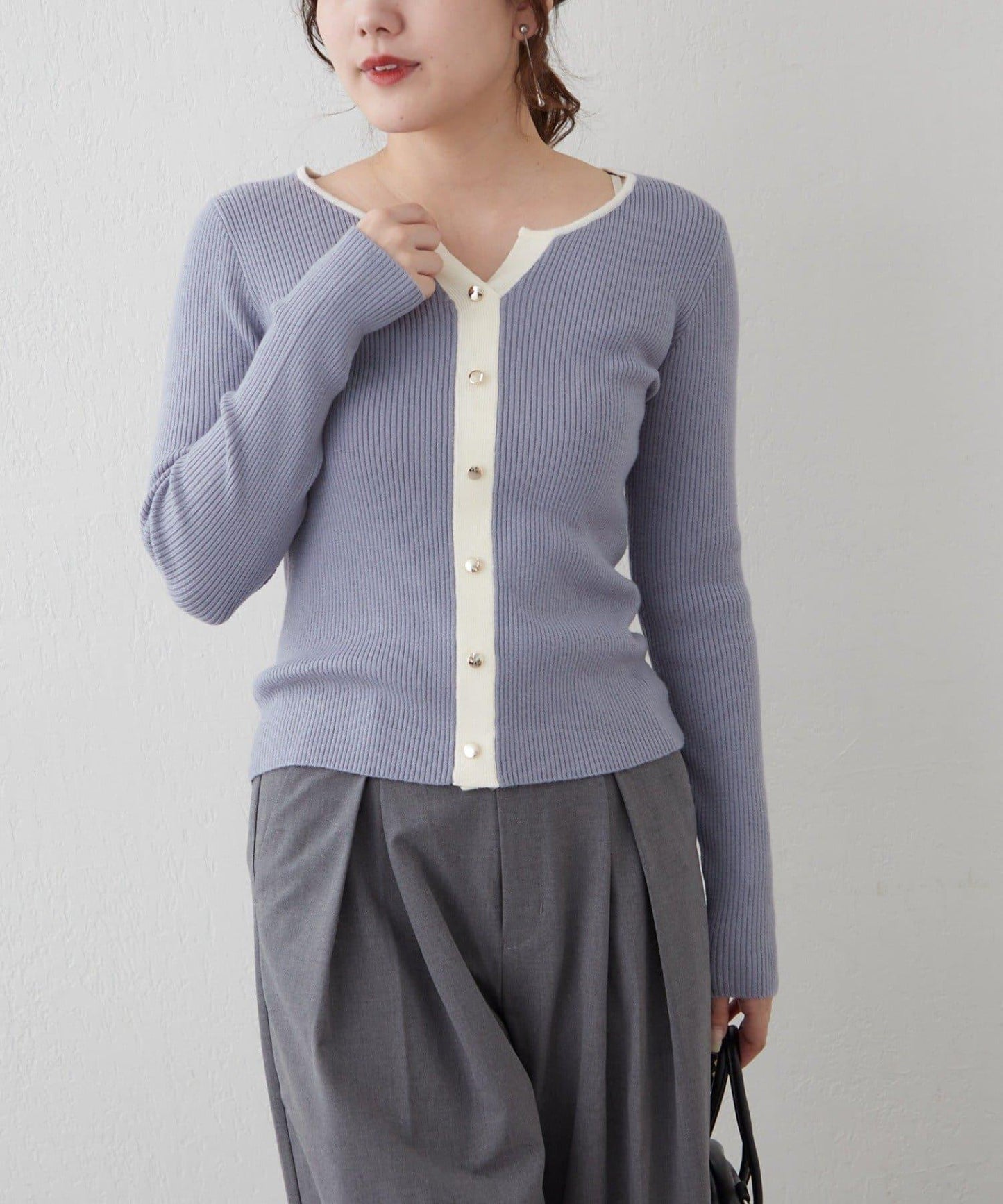 鑰匙領開衫風格羅紋套頭衫