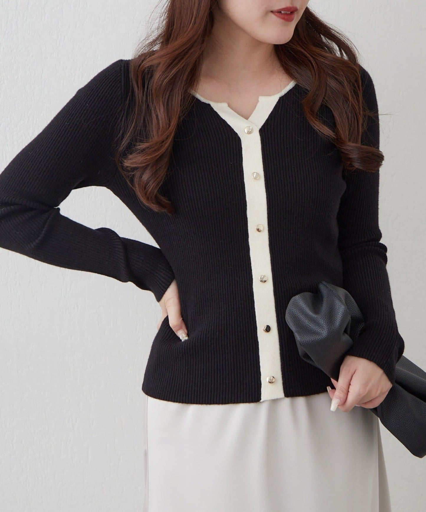 鑰匙領開衫風格羅紋套頭衫