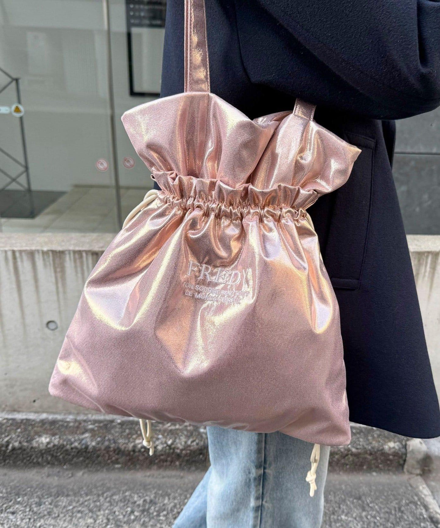 亮面外袋刺繡托特包