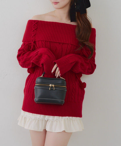 【HolidayCollection】一字肩麻花針織衫