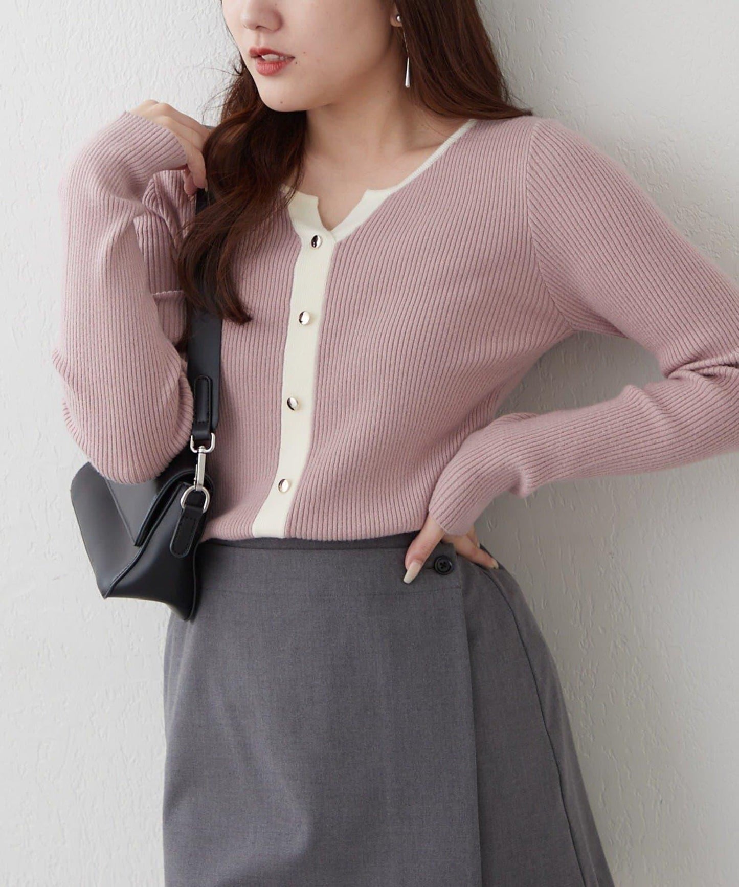 鑰匙領開衫風格羅紋套頭衫