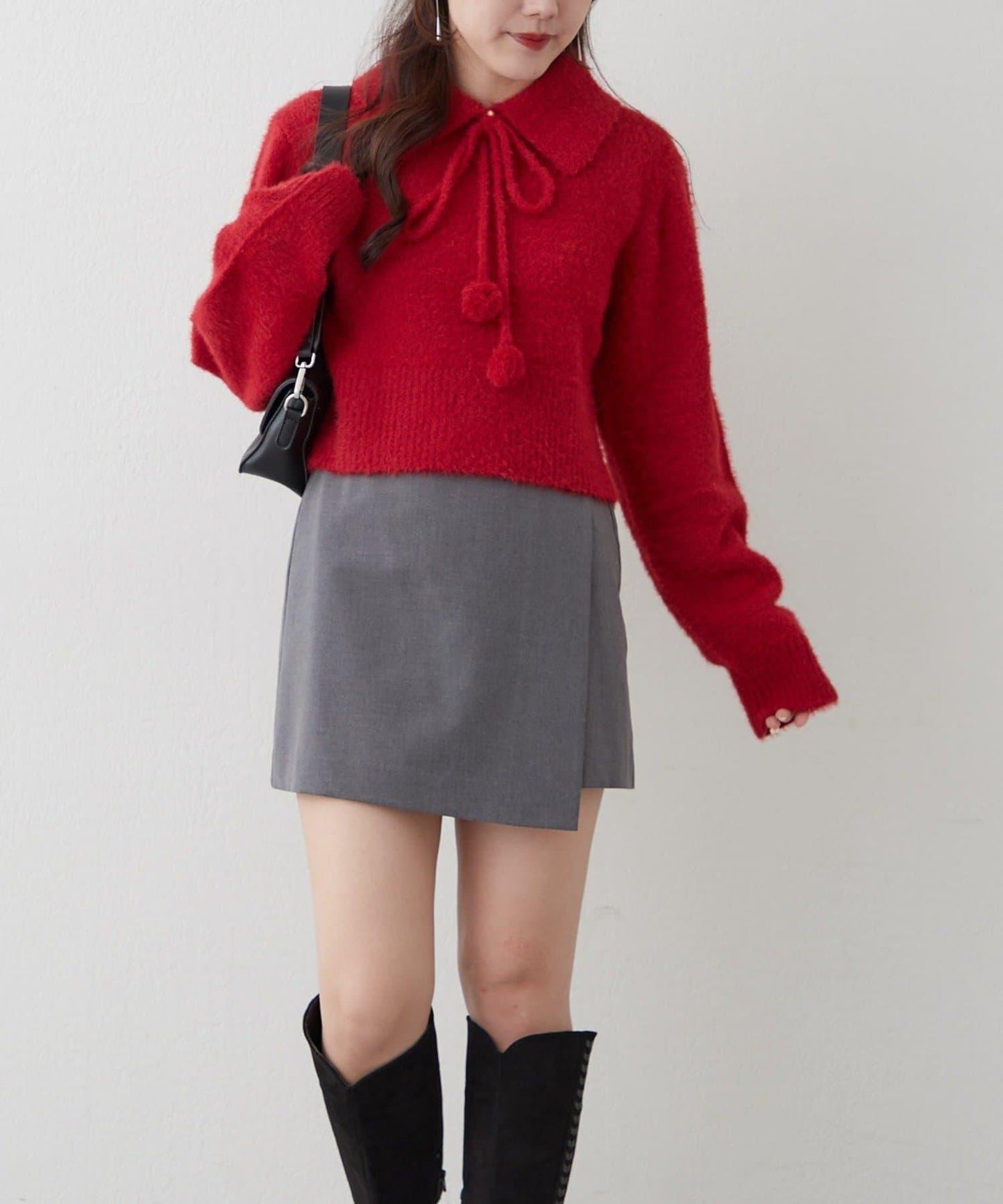 【HolidayCollection】羽毛裝飾針織POLO衫