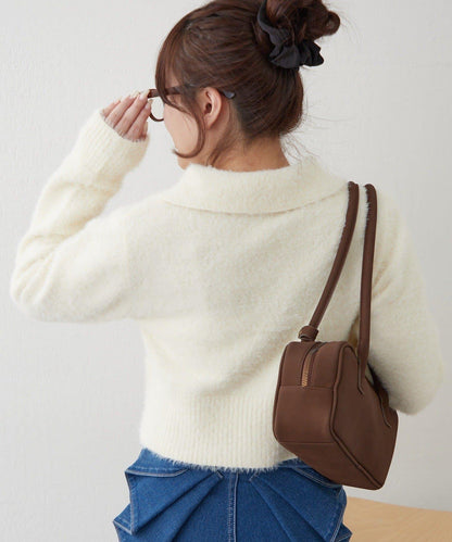 【HolidayCollection】羽毛裝飾針織POLO衫