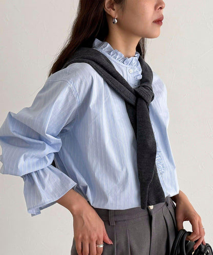 荷葉邊設計襯衫