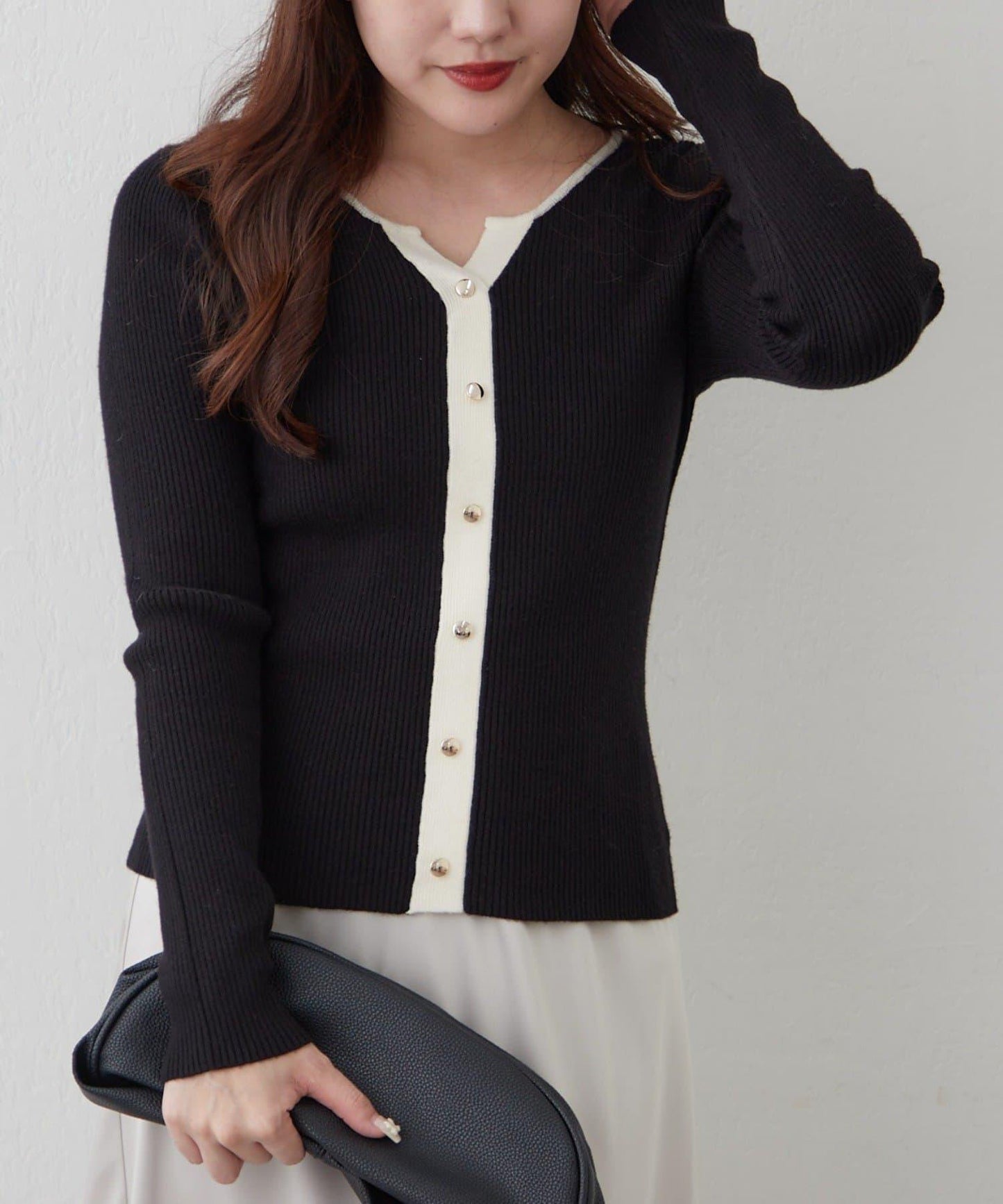 鑰匙領開衫風格羅紋套頭衫