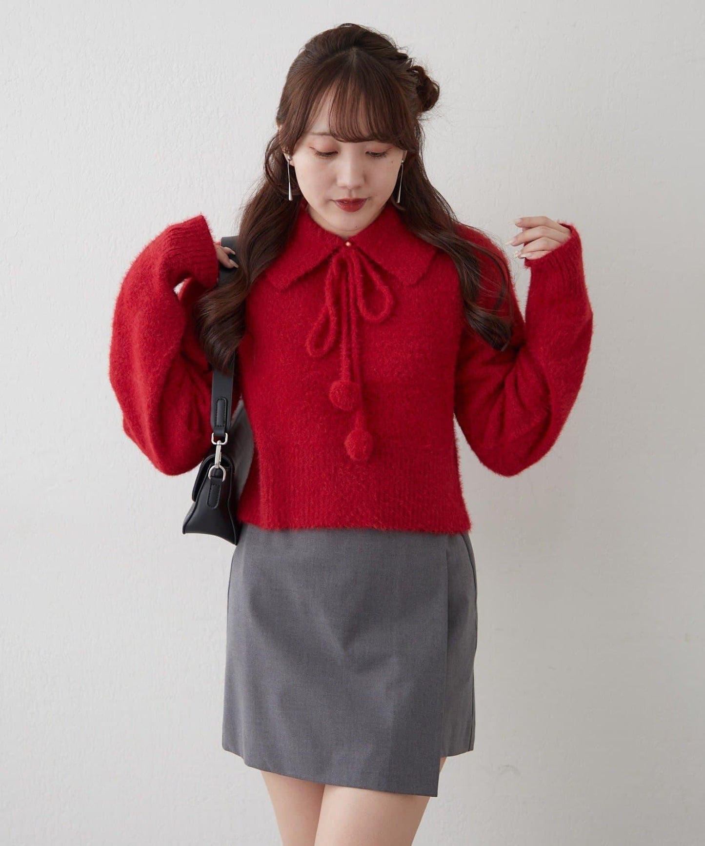 【HolidayCollection】羽毛裝飾針織POLO衫