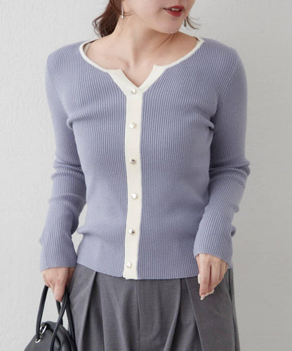 鑰匙領開衫風格羅紋套頭衫