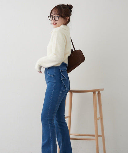 【HolidayCollection】羽毛裝飾針織POLO衫