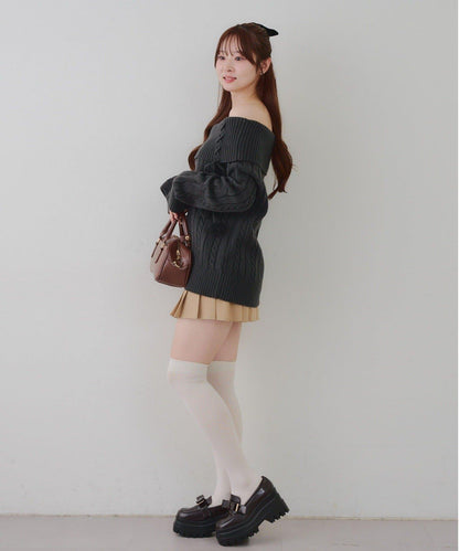 【HolidayCollection】一字肩麻花針織衫