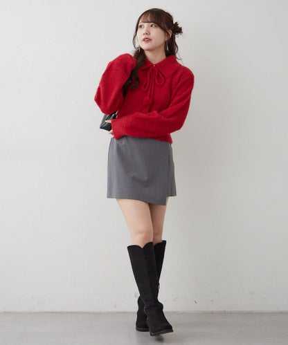 【HolidayCollection】羽毛裝飾針織POLO衫