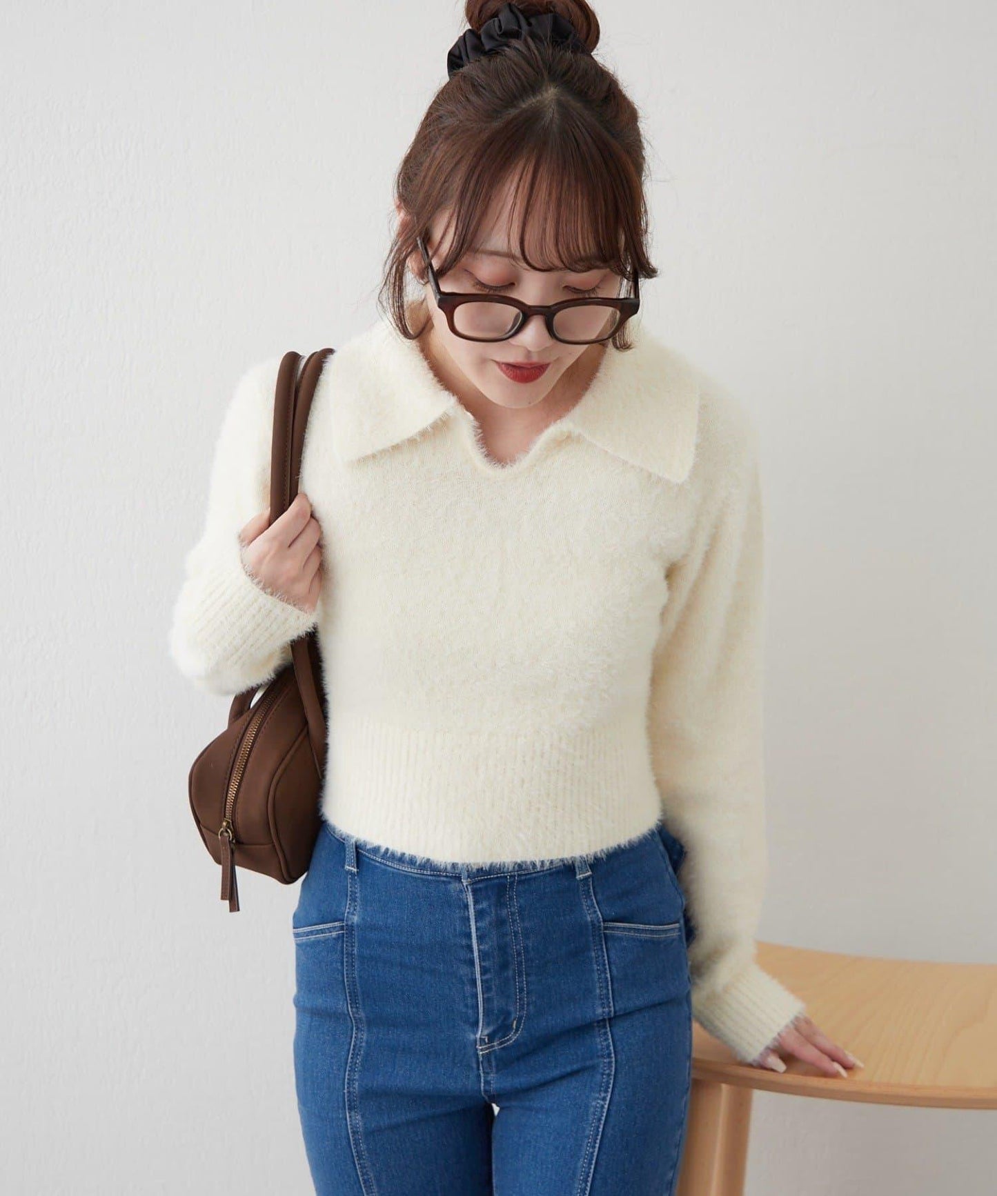 【HolidayCollection】羽毛裝飾針織POLO衫