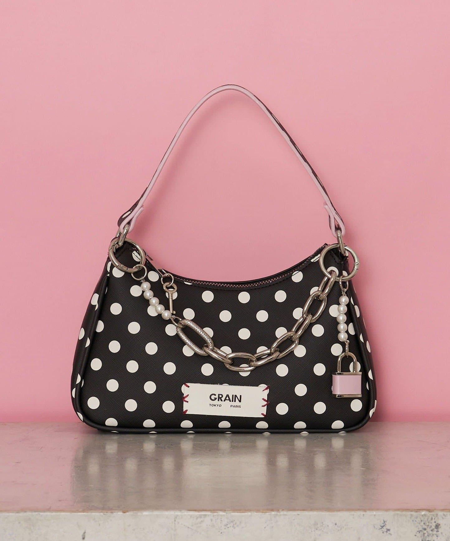 【GRAIN/グレイン】帶吊墜波點兩用手提包
