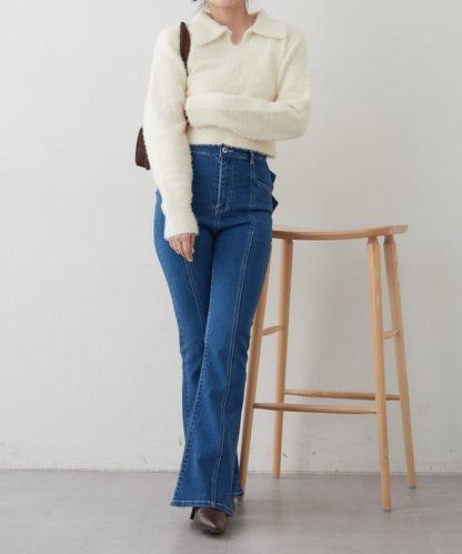 【HolidayCollection】羽毛裝飾針織POLO衫