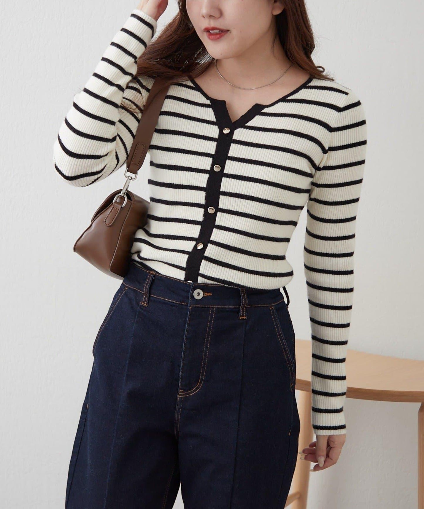 鑰匙領開衫風格羅紋套頭衫