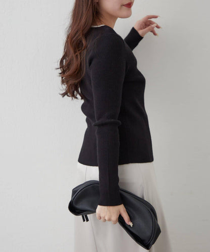 鑰匙領開衫風格羅紋套頭衫