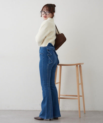 【HolidayCollection】羽毛裝飾針織POLO衫