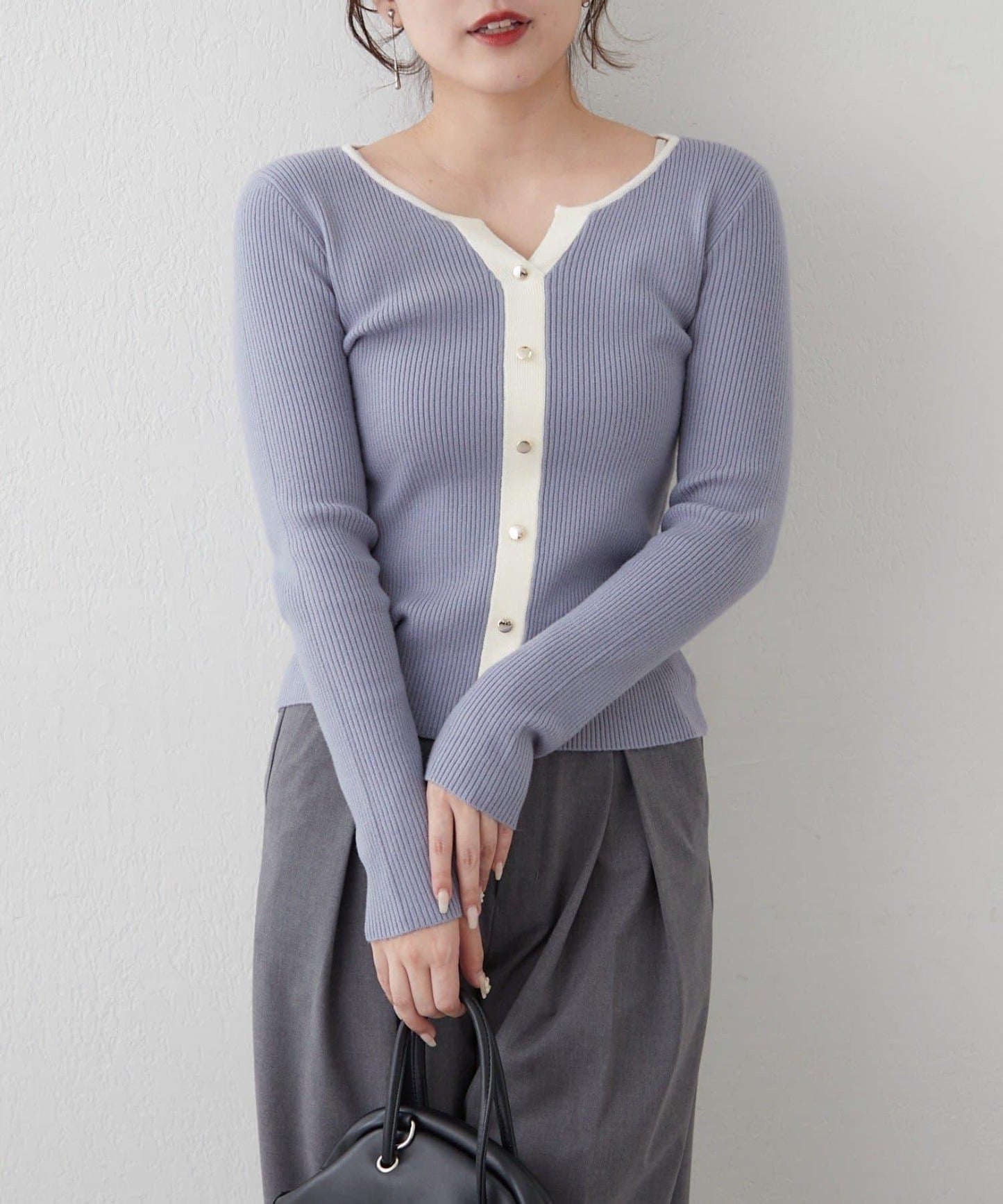 鑰匙領開衫風格羅紋套頭衫