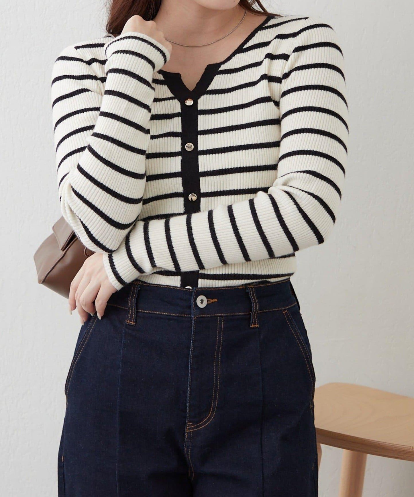 鑰匙領開衫風格羅紋套頭衫