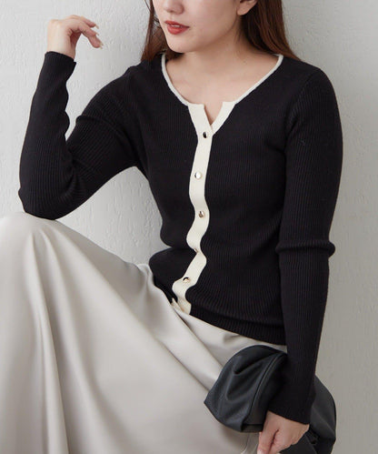 鑰匙領開衫風格羅紋套頭衫