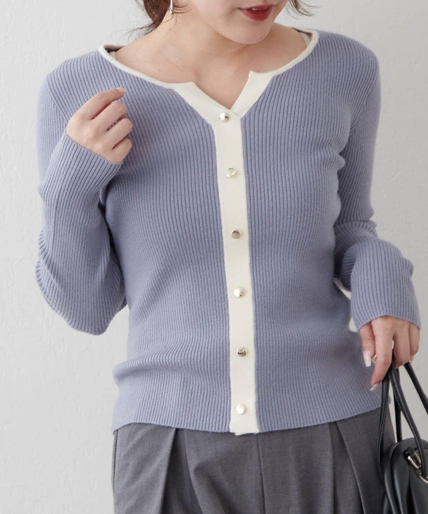 鑰匙領開衫風格羅紋套頭衫