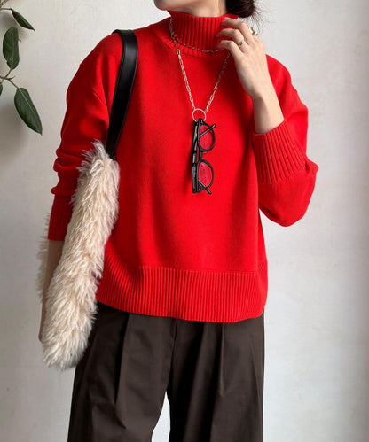 側開叉高領針織衫