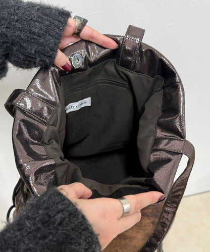 亮面外袋刺繡托特包