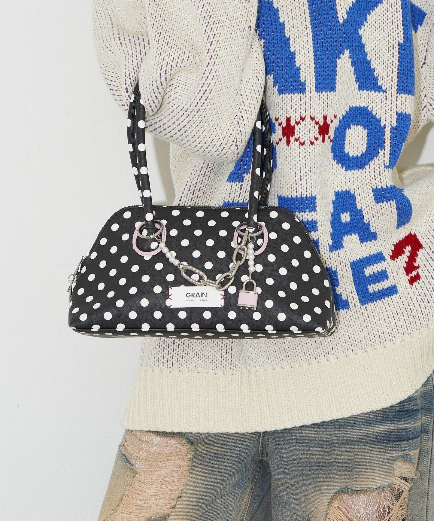 【GRAIN/グレイン】帶吊墜波點托特包