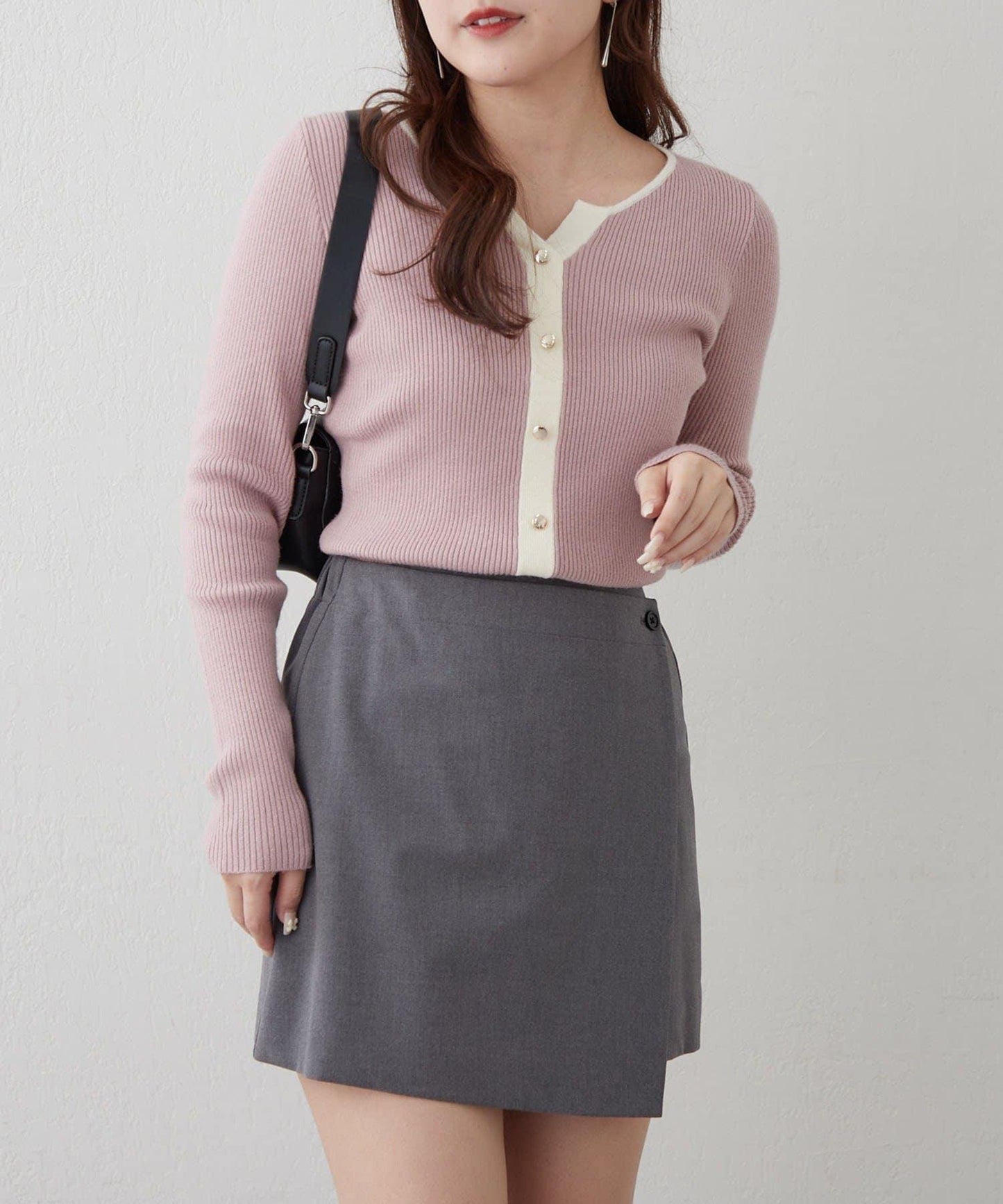 鑰匙領開衫風格羅紋套頭衫