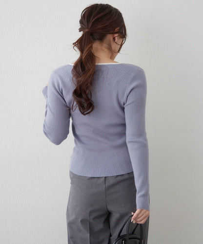 鑰匙領開衫風格羅紋套頭衫