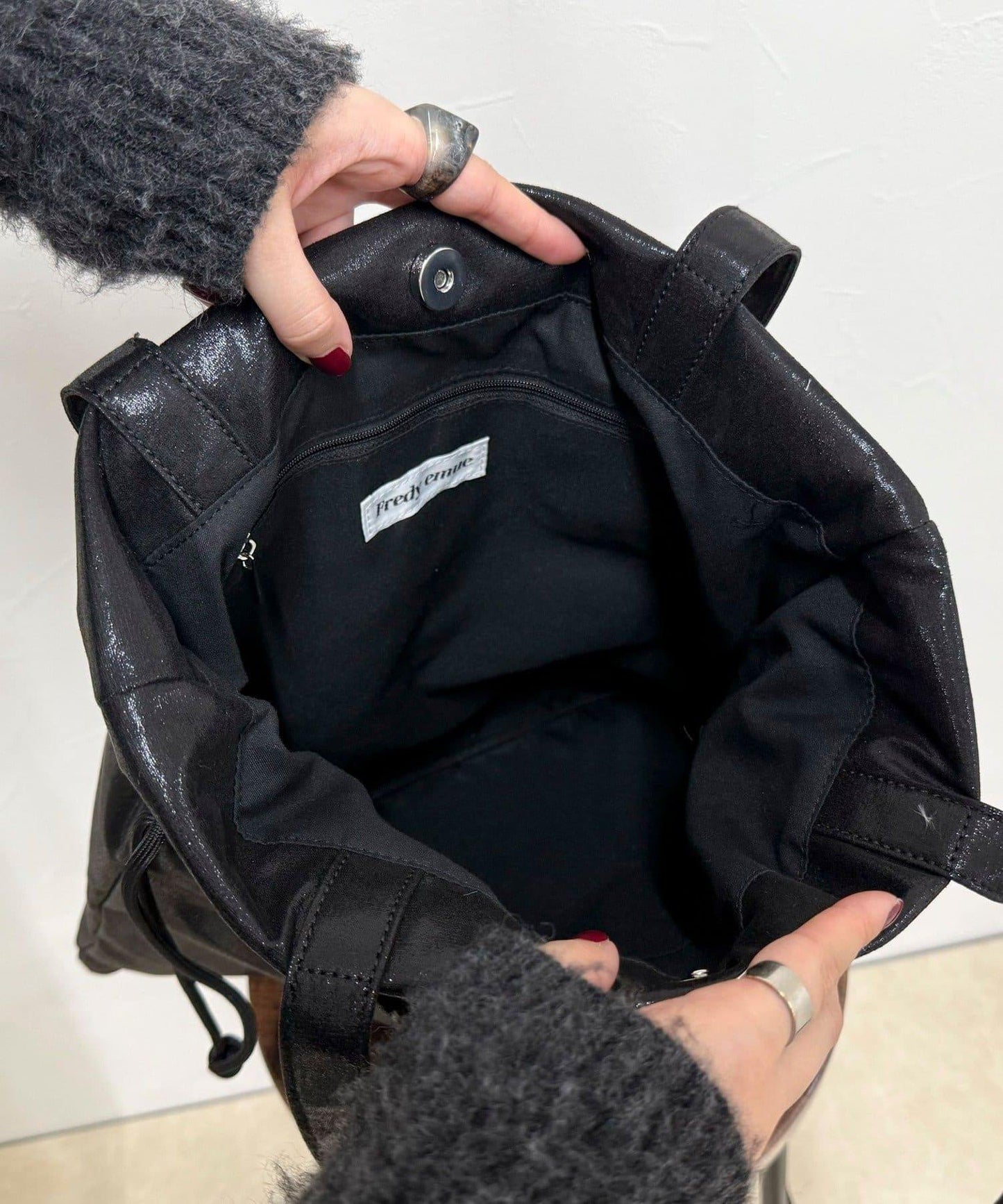 亮面外袋刺繡托特包