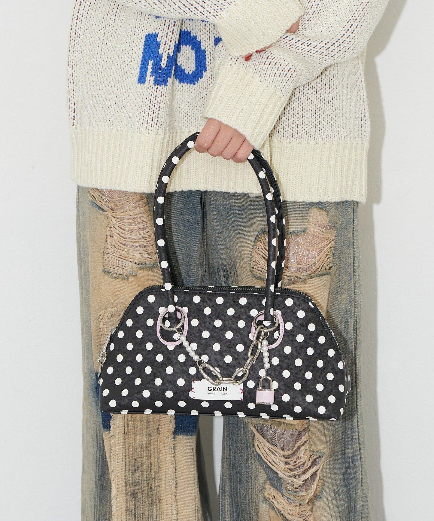 【GRAIN/グレイン】帶吊墜波點托特包