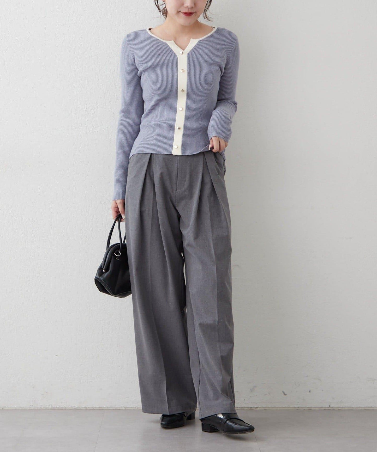 鑰匙領開衫風格羅紋套頭衫