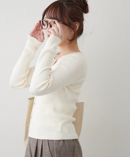 鑰匙領開衫風格羅紋套頭衫