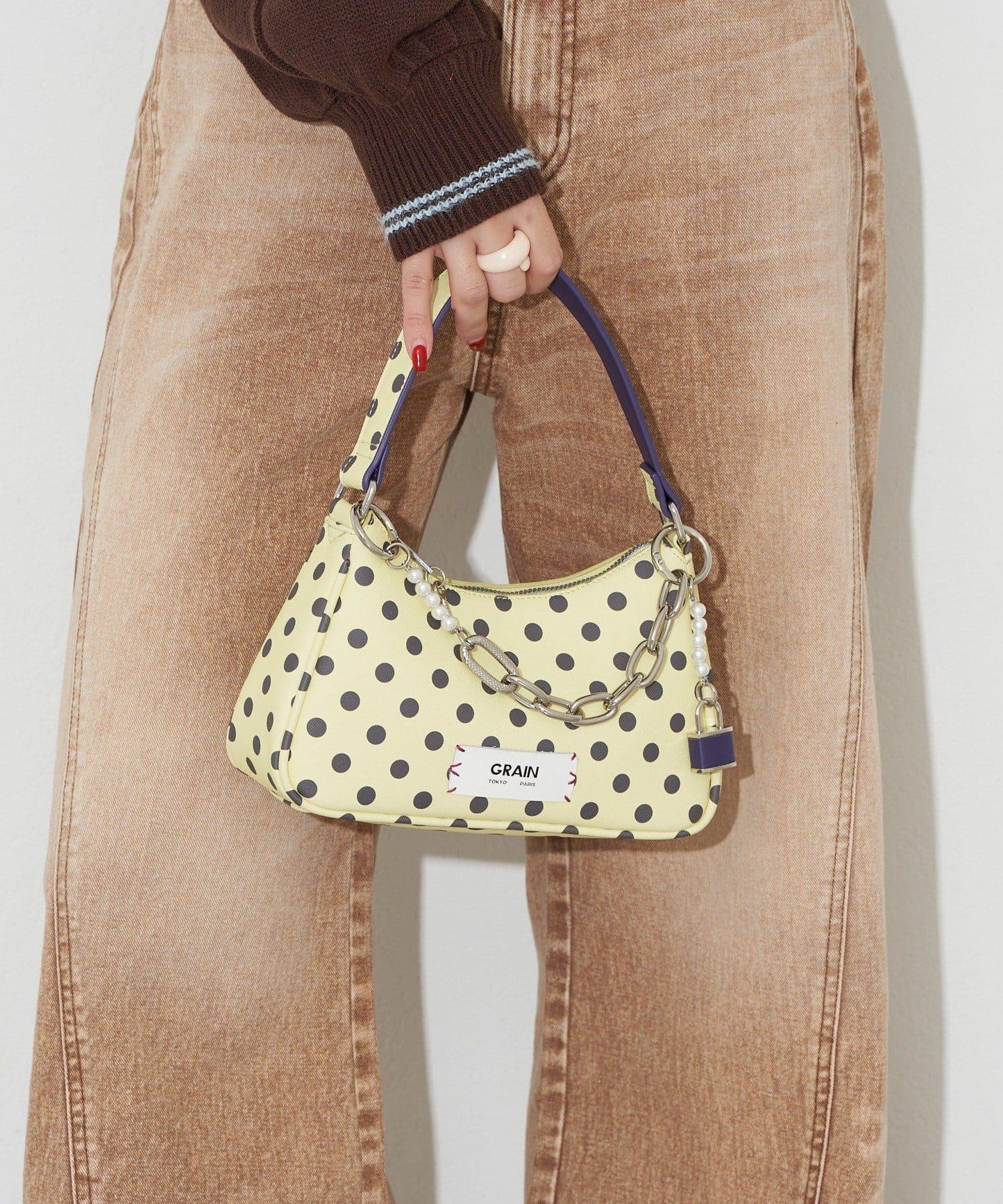 【GRAIN/グレイン】帶吊墜波點兩用手提包